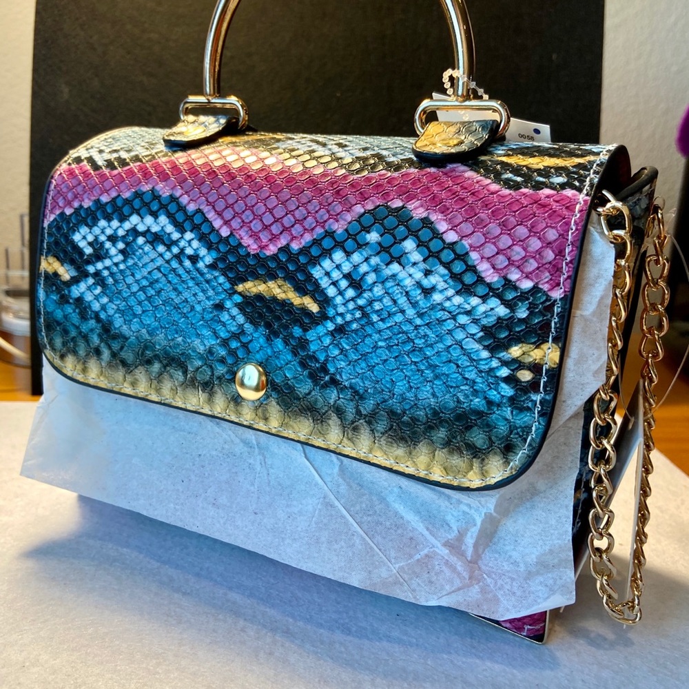 Python Print Vegan Leather Mini Bag Nwts - image 2